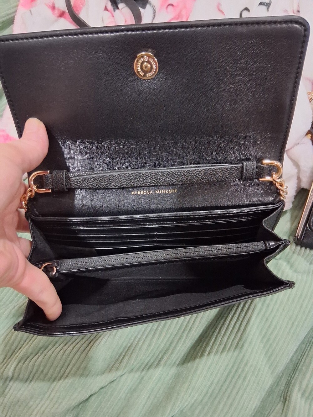 Rebecca Minkoff Black Pebbled Leather Crossbody with Gold Chain Strap - Picture 5 of 7